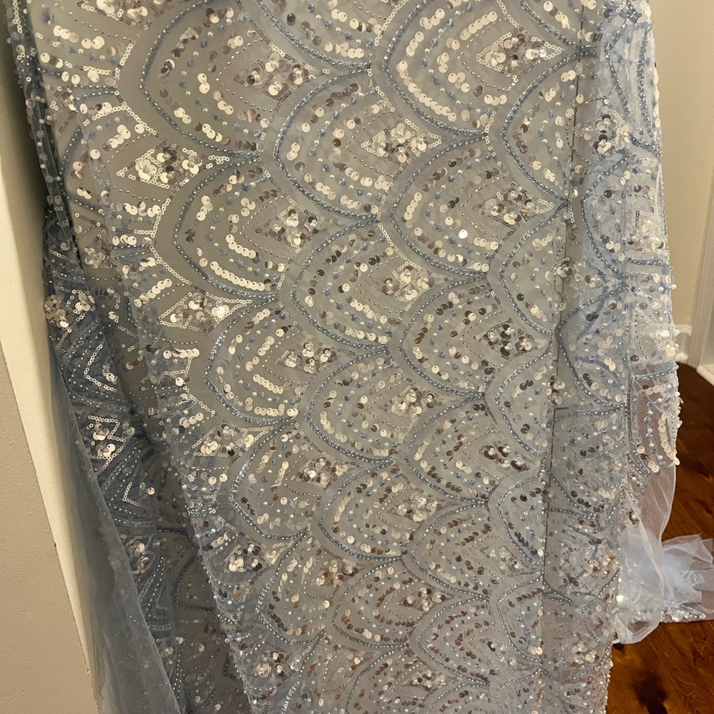Silver Sequin Patterned Fabric - image 1